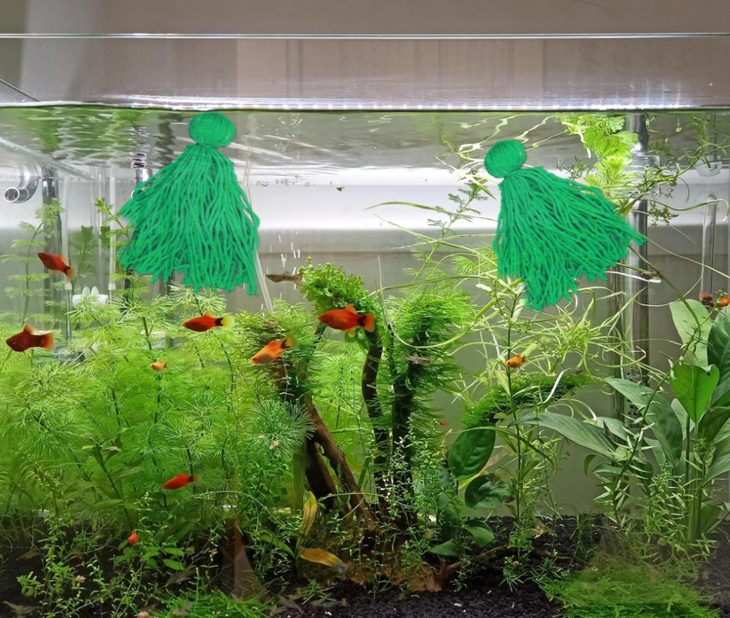 Spawning mops are useful for catching scattered eggs