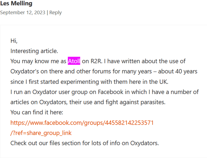 oxydator comment feedback