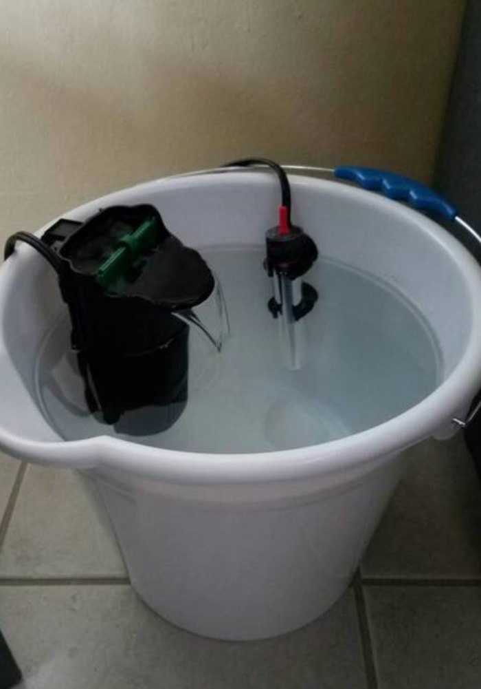 Sitting tap water in a bucket