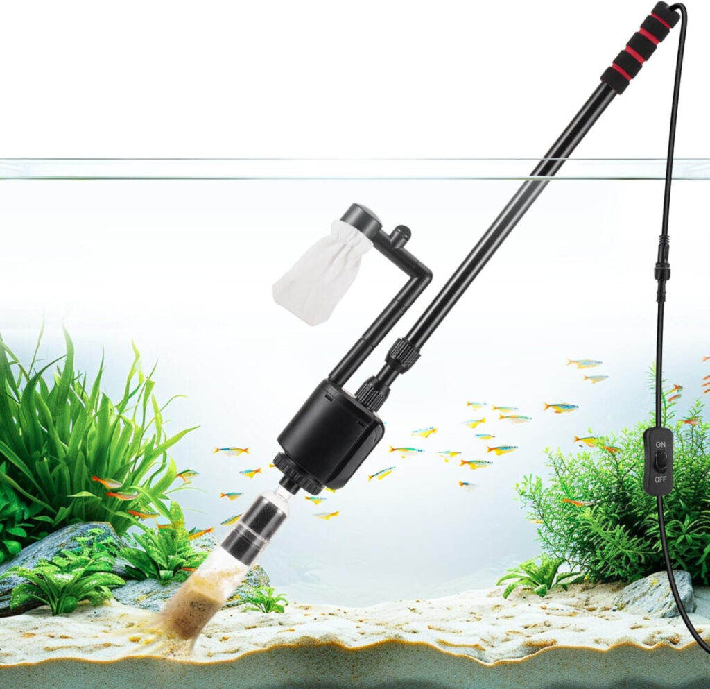 AQQA Aquarium Gravel Cleaner Kit, 6 in 1 Electric Fish Tank Vacuum Cleaning Tools