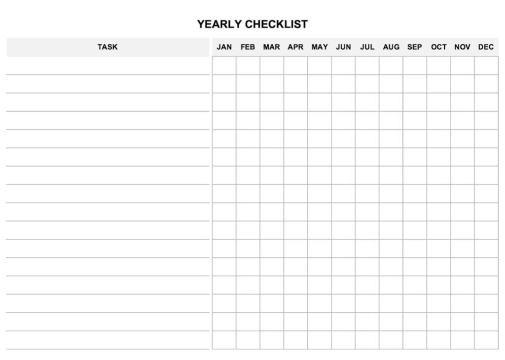 A diagram of a year long calendar of tasks for aquarium maintenance.