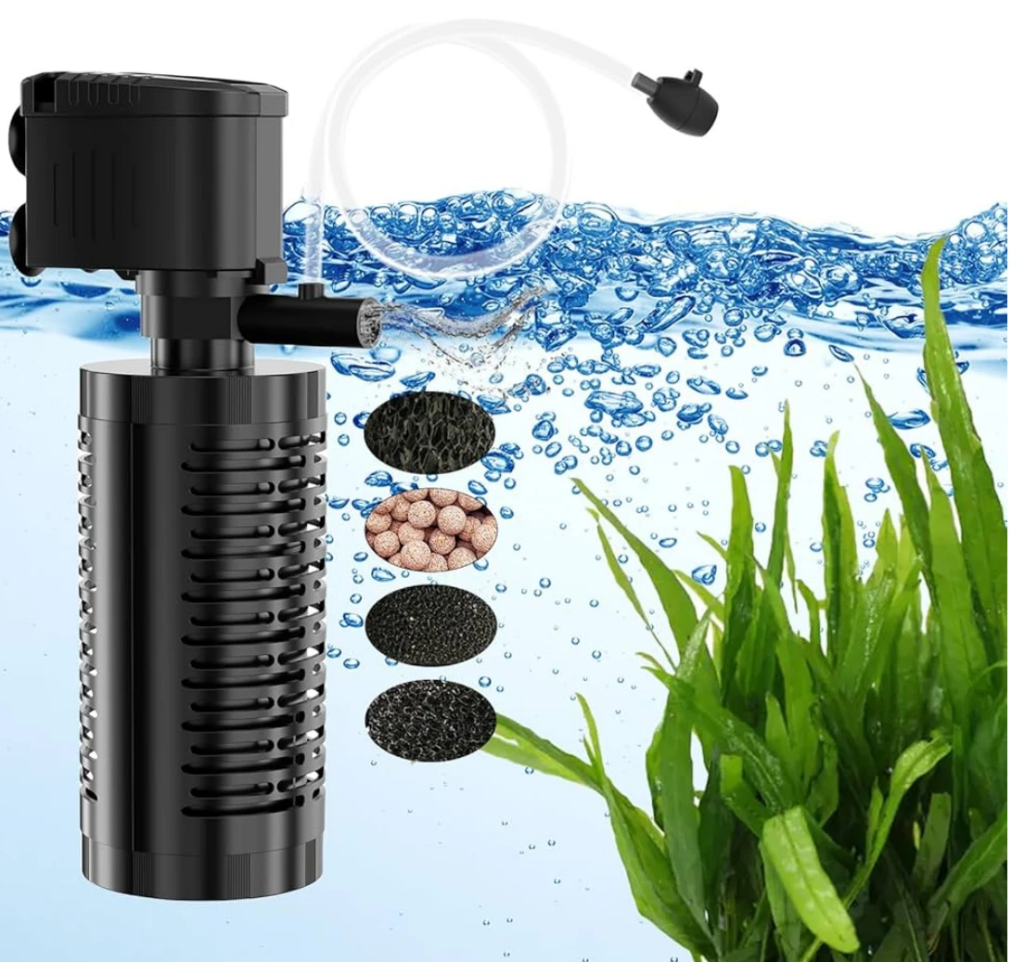 An internal four-stage tank filtration system 
Found Here On Amazon