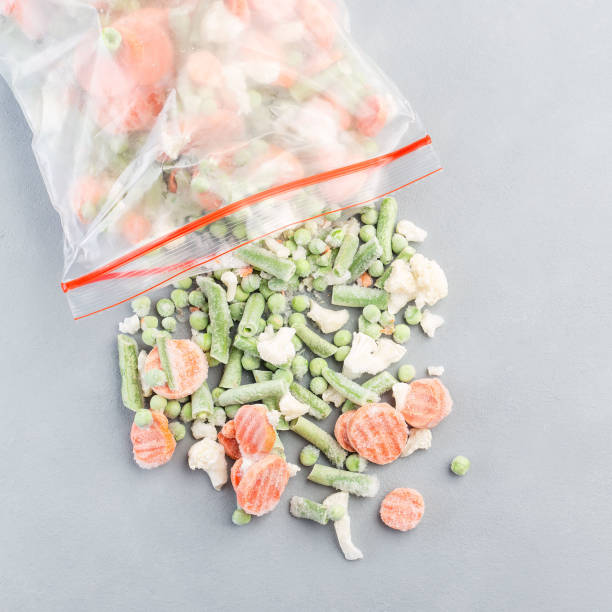 Pictured, Frozen vegetables for feeding shrimps
