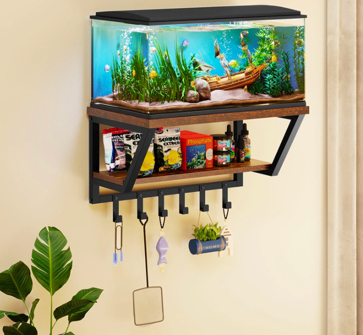 Wall mounted fish tank.